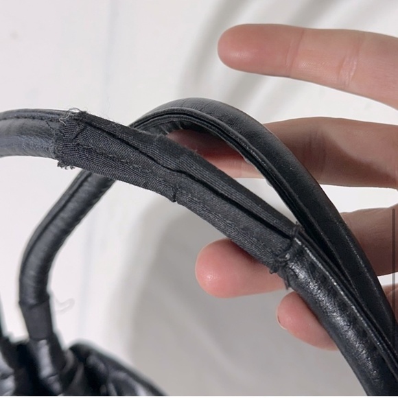 5/$25 American Eagle Black Faux Leather Purse Shoulder Bag With Flower - Picture 7 of 11